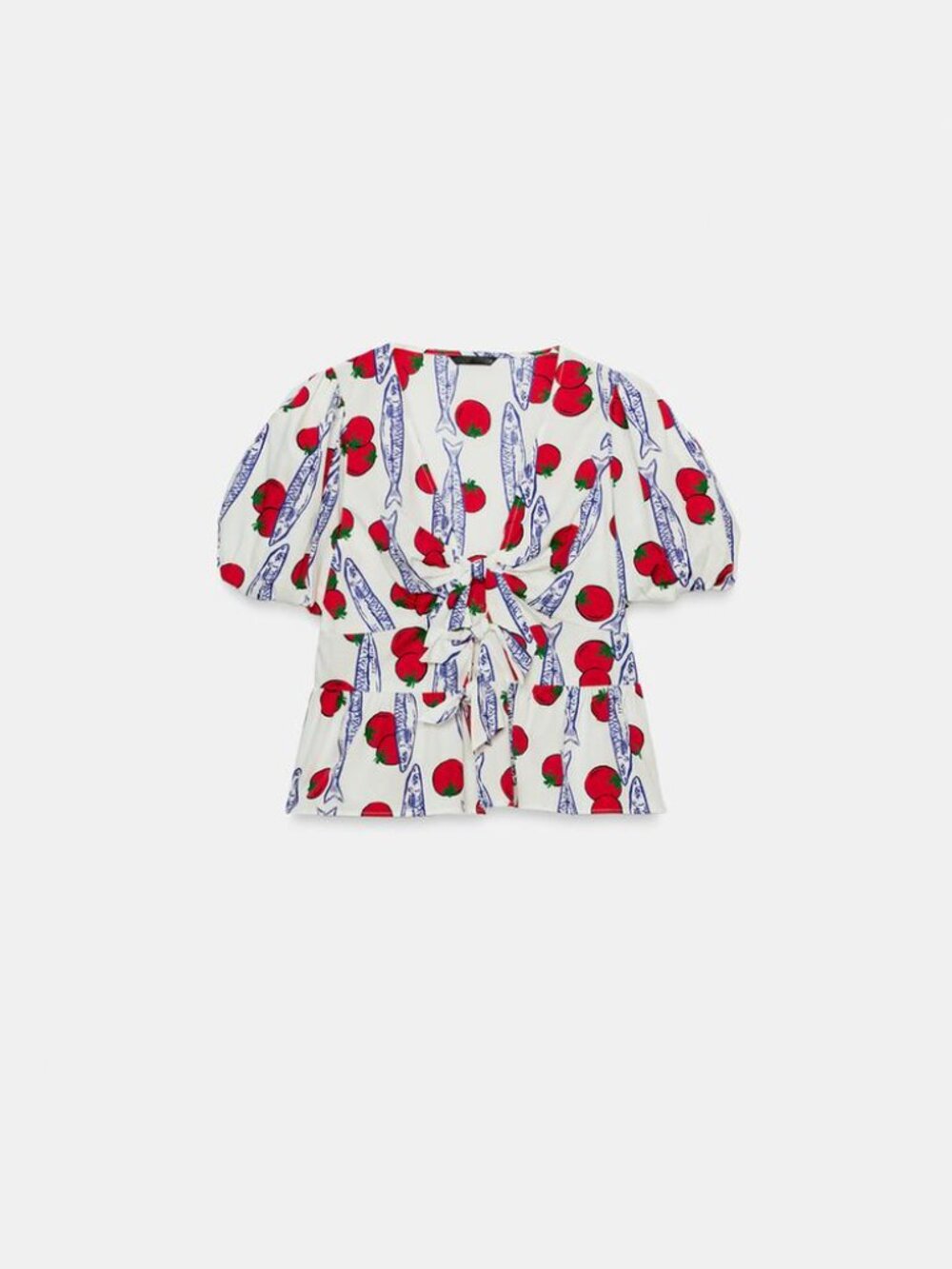 Zara Tomato Printed Shirt with Bows Size Large NWT - Picture 2 of 3